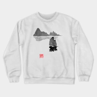 boat in river li Crewneck Sweatshirt